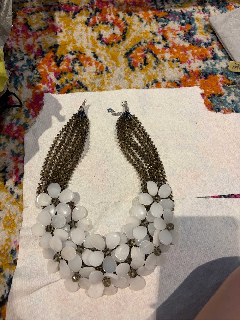 Nakamol White Floral Petal Bib Necklace